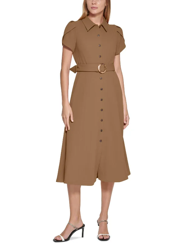 women's casual dressesWomens Collared Midi Shirtdress