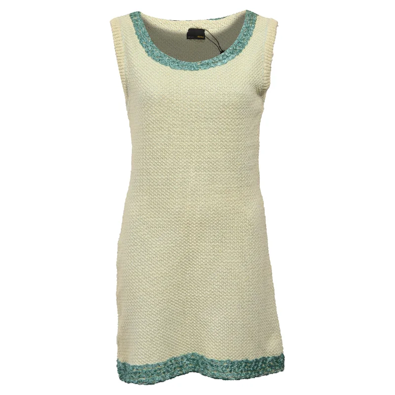 women's tall dressesFendi Knitted Mini Sleeveless Dress in Yellow Cotton