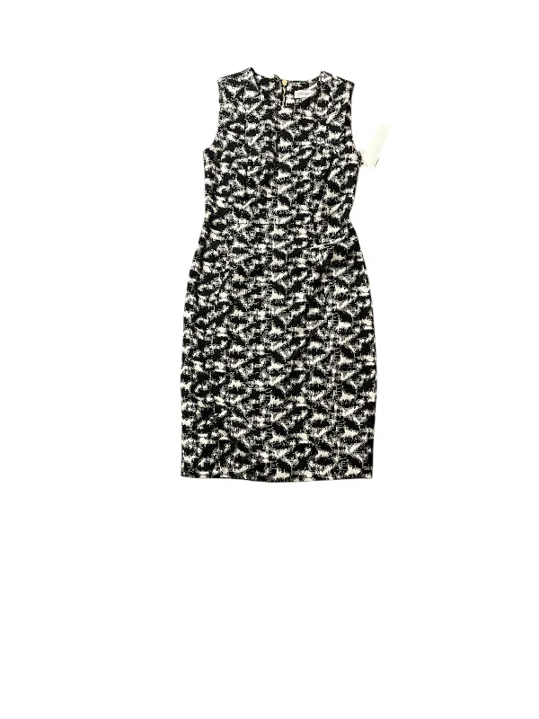 women's designer dressesDress Casual Midi By Calvin Klein In Black & White, Size: 4p