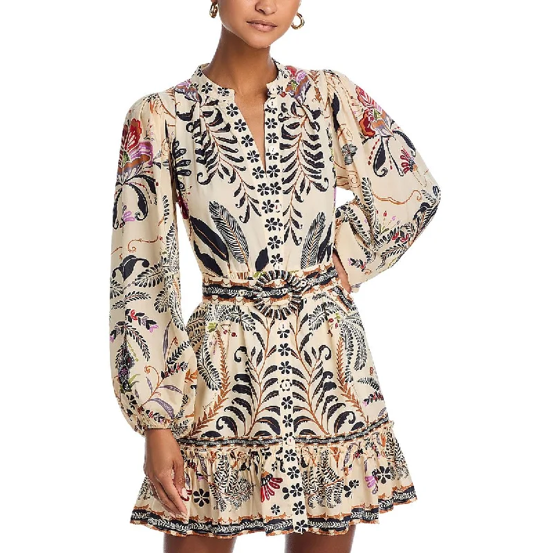 women's mother of the bride dressesWomens Printed Button Up Mini Dress