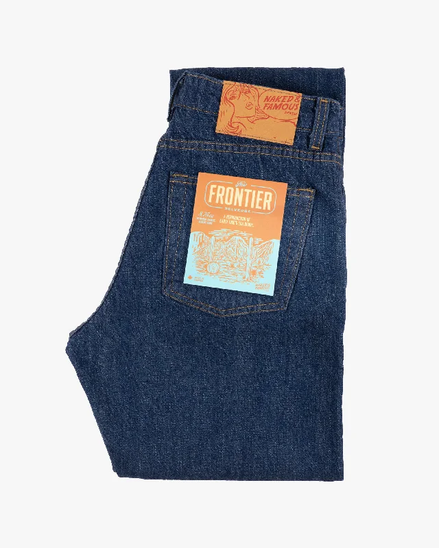 women's denim jeans with leather patchesNaked & Famous Denim Arrow Slim Straight Womens Jeans - New Frontier Selvedge