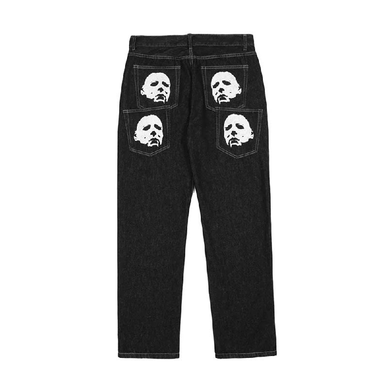 women's denim jeans with floral embroideryAmerican Street Skeleton Graphic Jeans