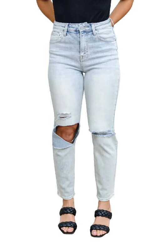 women's denim jeans for autumnGood Karma Distressed Jeans In Light Wash