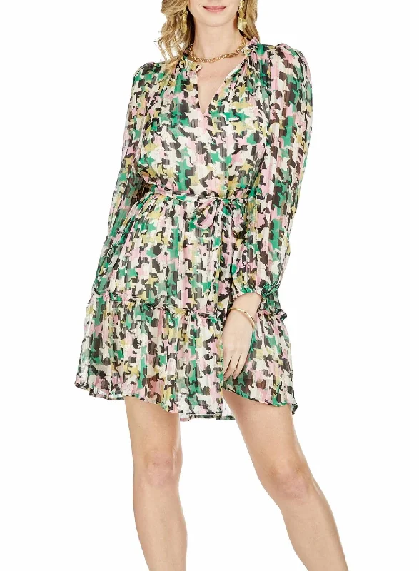 women's bell-sleeved dressesTiered Mini Dress In Print