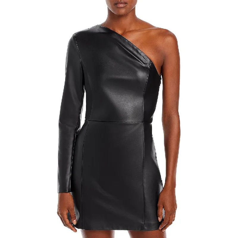 women's halter dressesFaythe Womens Faux Leather Mini Cocktail and Party Dress