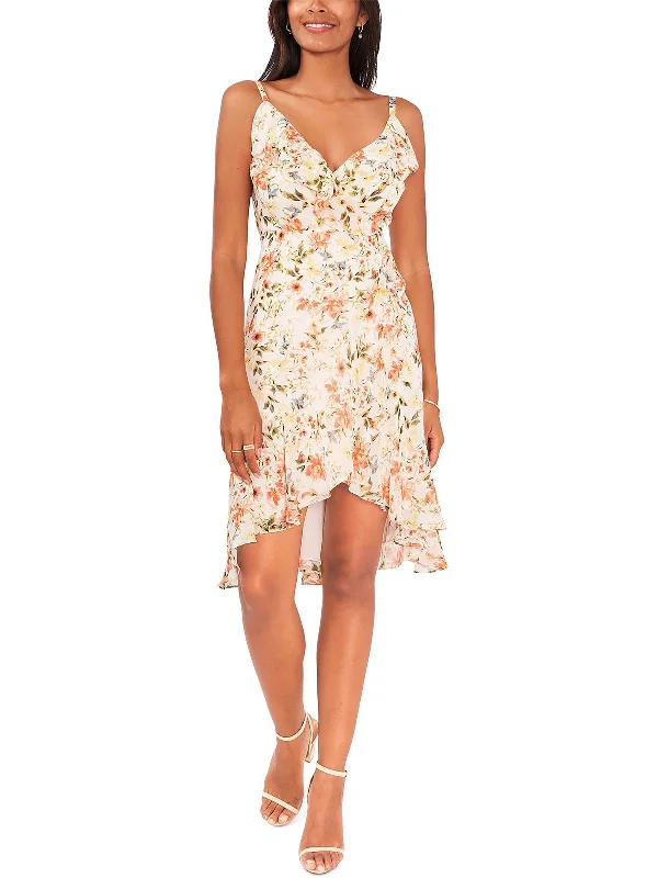 women's trendy dressesWomens Floral Ruffles Midi Dress