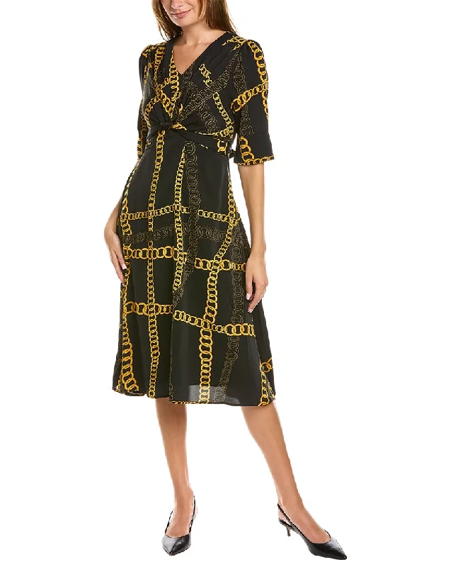 women's long-sleeved dressesGracia Chain Print Midi Dress