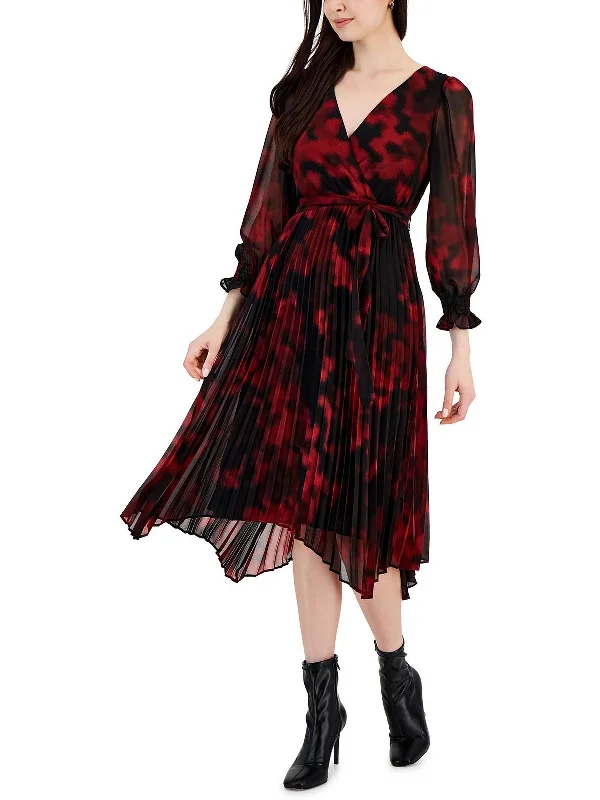 women's silk dressesWomens Handkerchief Hem Midi Wrap Dress