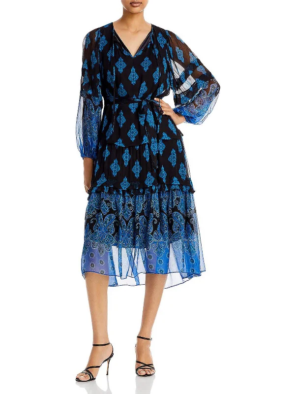 women's shift dressesConnor Womens Chiffon Paisley Midi Dress