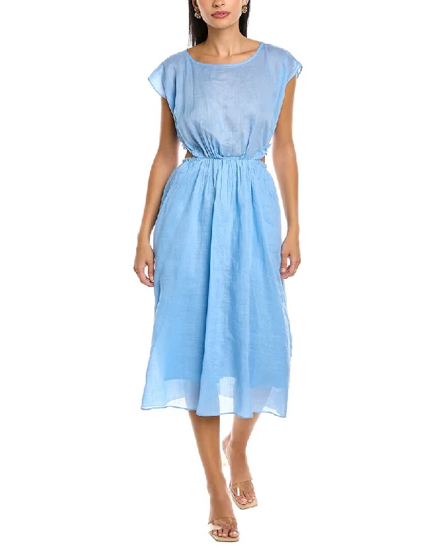 women's prom dressesRebecca Taylor Cap Sleeve Linen Midi Dress