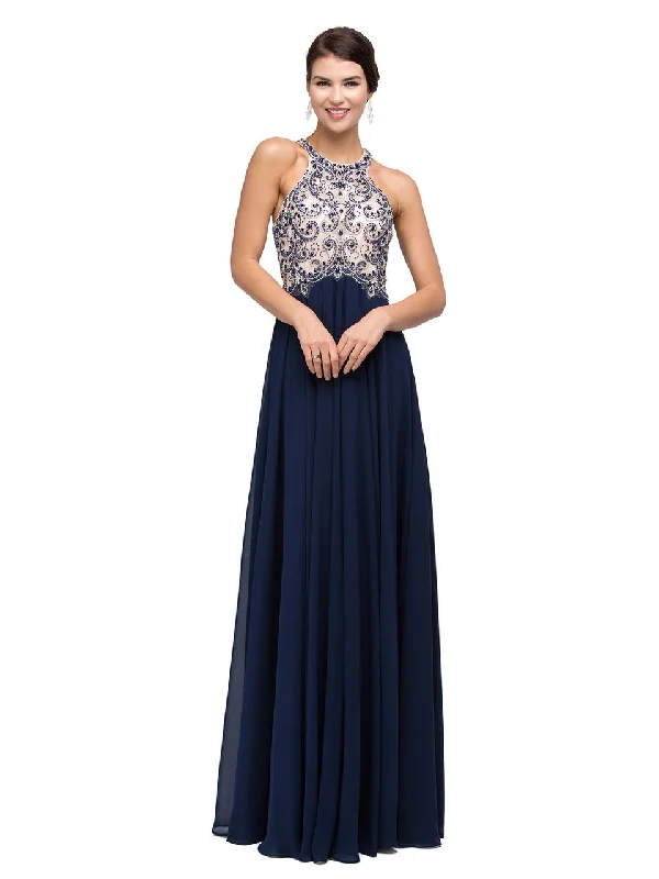 women's empire waist dressesDancing Queen Chiffon Halter A-Line Evening Dress 9776