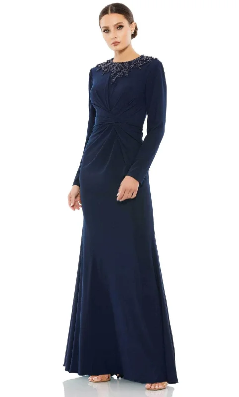 women's wrinkle-resistant dressesMac Duggal 55713 - Long Sleeve Beaded High Neck Evening Dress