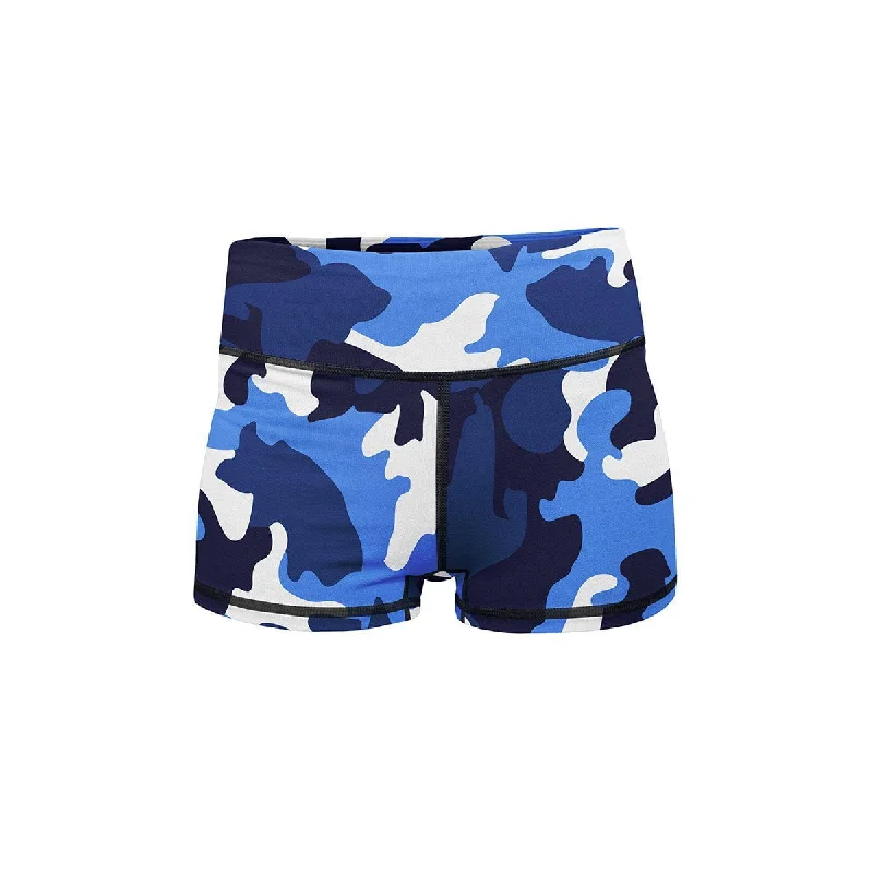 Blue Camo Yoga Shorts