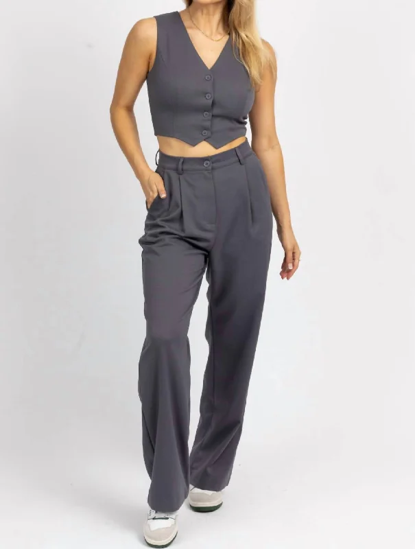 women's leggingsButton Vest And Trouser Set In Grey