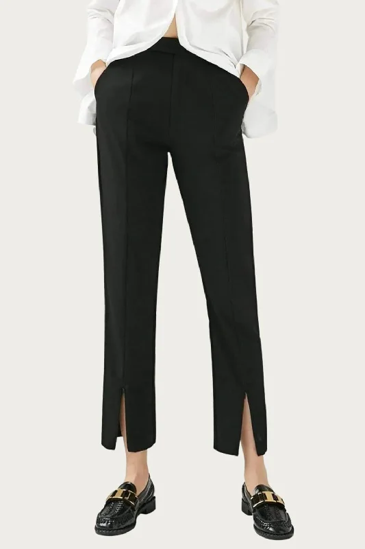 women's mid-rise pantsCora Stretch-Jersey Ankle Zip Straight-Leg Pants In Black