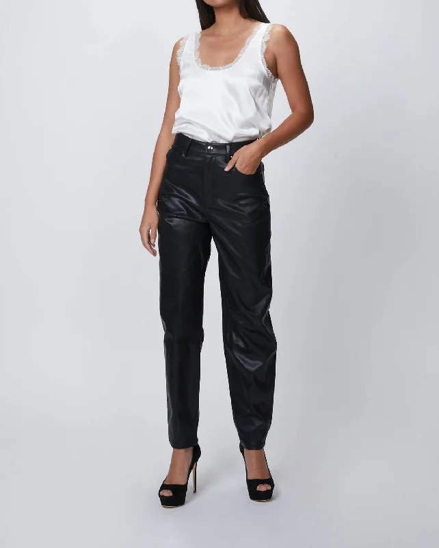 women's low-slung pantsDani Boyfriend Leather Pants In Black