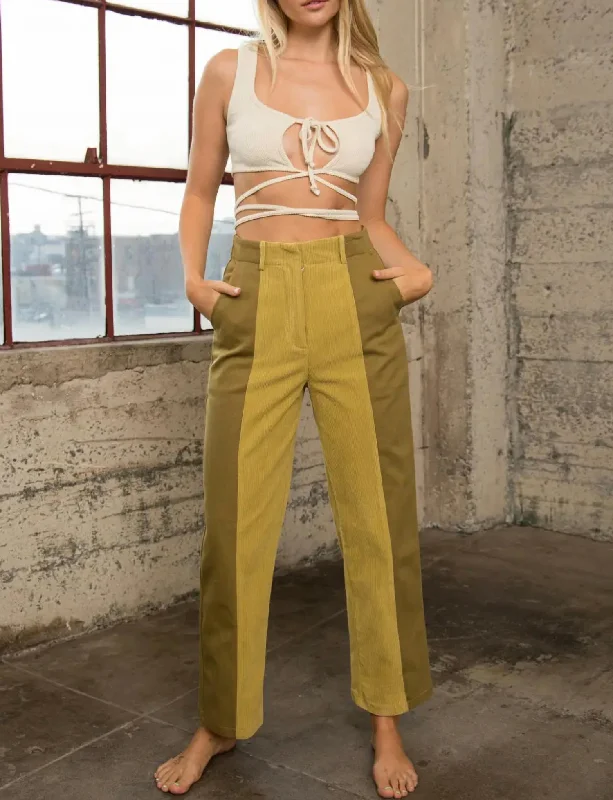 women's cropped pantsDanielle Split Panel Pants In Lime