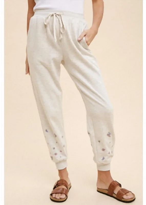 women's embroidered pantsEmbroidered Jogger In White