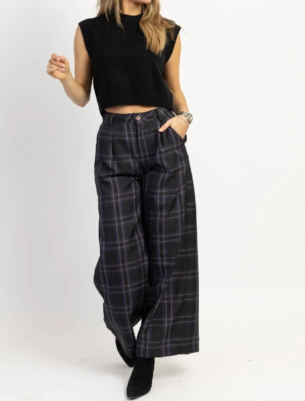 women's cargo pantsFrancoise Plaid Trouser Pant In Charcoal