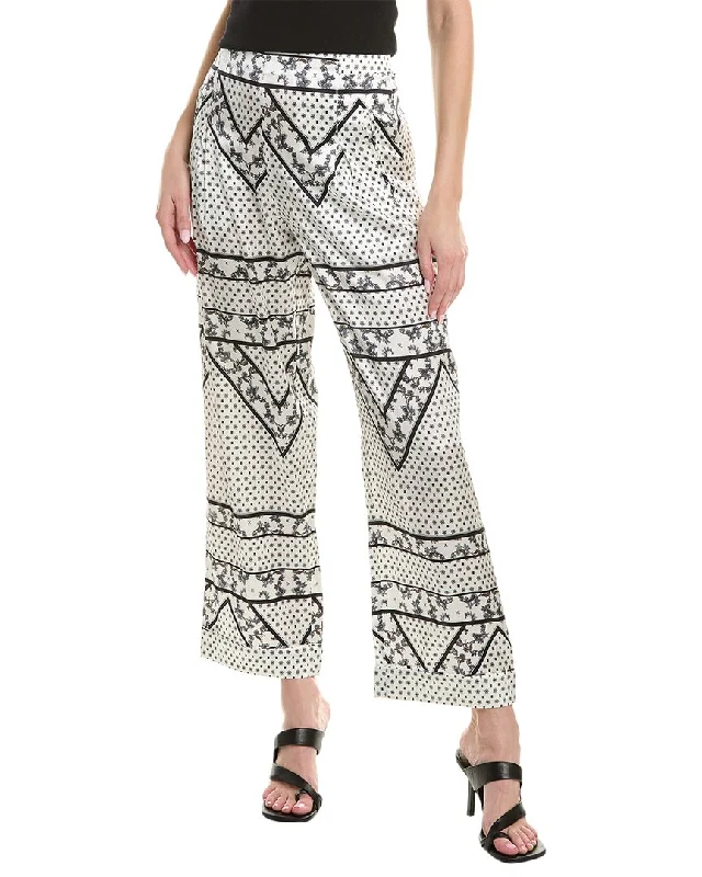 women's winter pantsGANNI Printed Silk-Blend Pant