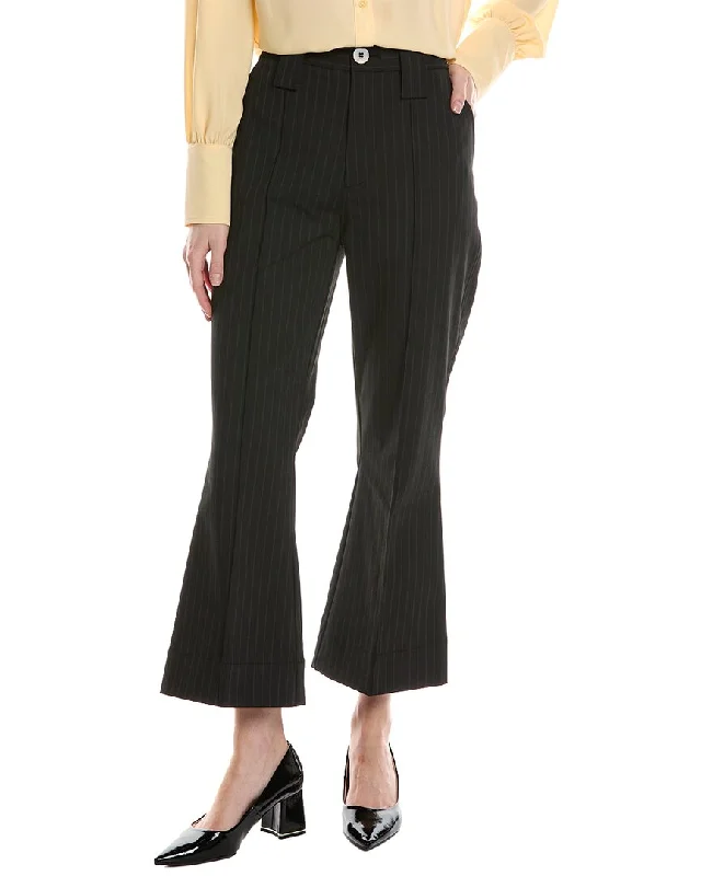 women's insulated pantsGANNI Stretch Stripe Bootcut High-Waist Crop Pant