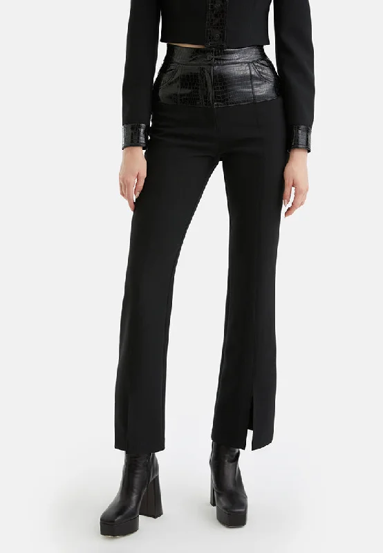 women's leather pantsHigh-Waisted Slit Pants