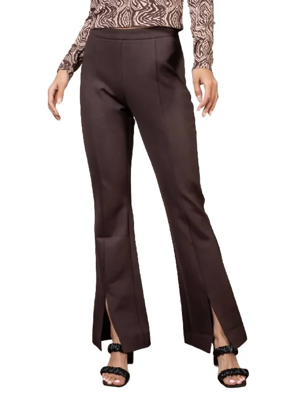 women's wide-leg pantsKate Front Slit Trouser In Chocolate Brown