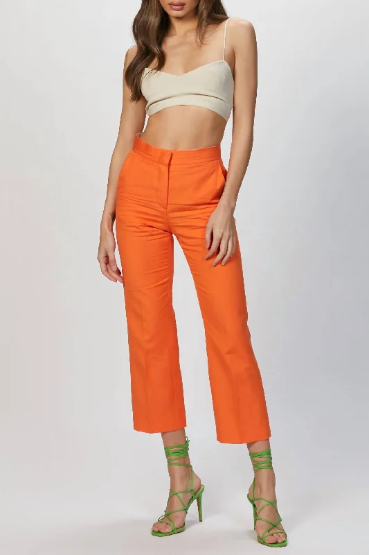 women's lace-up pantsLinen Blend Trouser In Orange