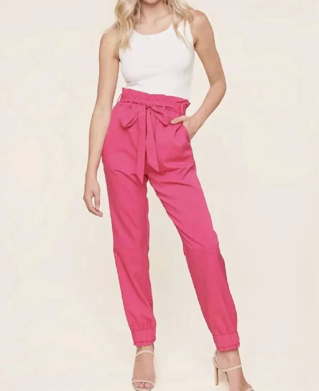 women's flare pantsPaper Bag Waist Trousers In Hot Pink