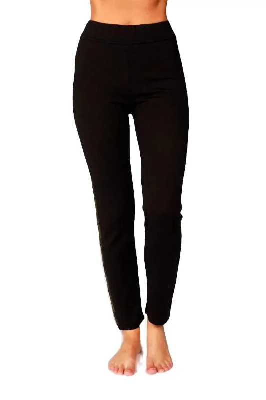 women's elegant pantsPlaid Trim Track Pant In Black Combo