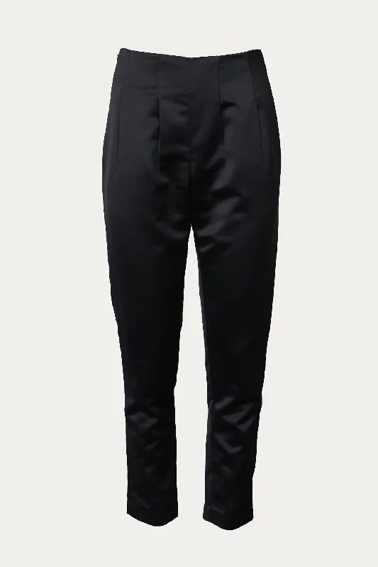 women's skinny pantsPleated Satin Pants In Black