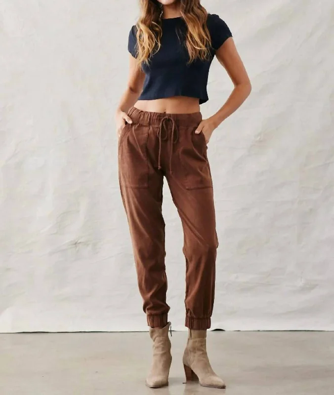 women's petite pantsPocket Jogger In Brown