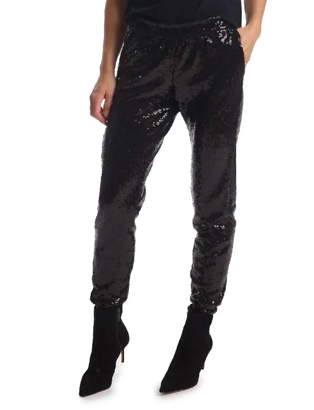 women's luxury pantsSequin Jogger In Black