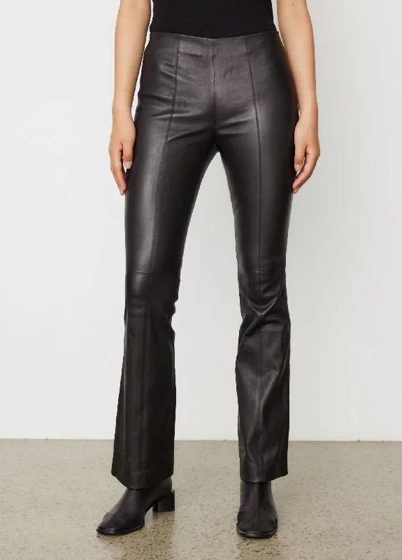 women's designer pantsSimone Leather Flare Pant In Black