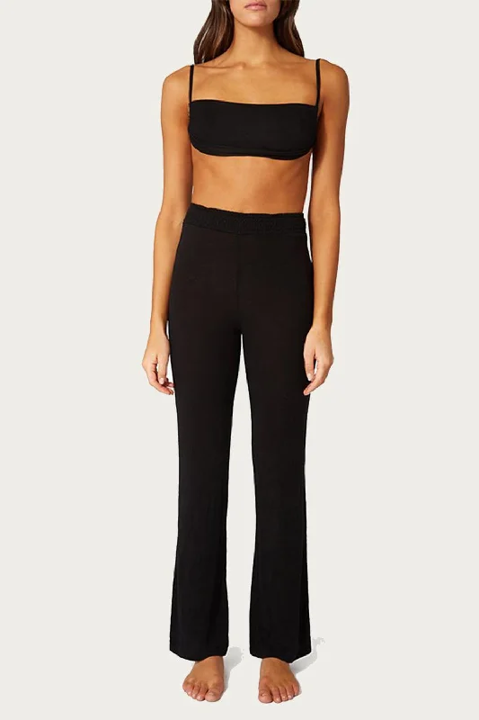 women's classic pantsSmocked Flare Pants In Black