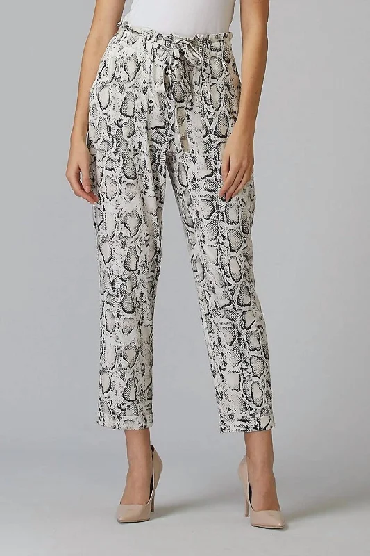 women's solid-color pantsSnakeskin Print Pants In Black