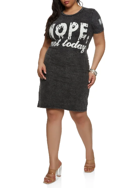 women's trendy dressesPlus Size Nope Not Today Graphic T Shirt Dress