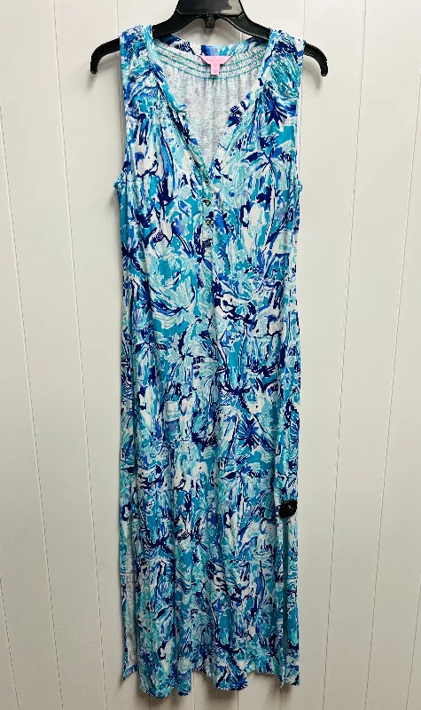 women's pear-shaped body dressesDress Designer By Lilly Pulitzer In Blue & White, Size: M