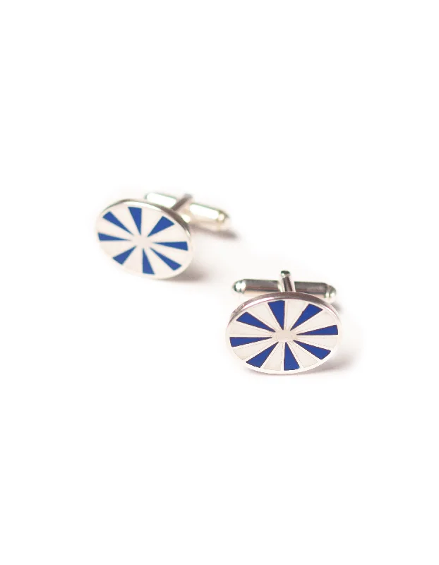 women's easy-to-wear dressesNAVY WHITE PIN WHEEL CUFFLINKS - SILVER