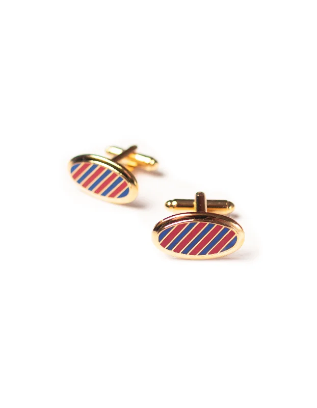 women's short-sleeved dressesOVAL INLAY CUFFLINKS - NAVY/RED