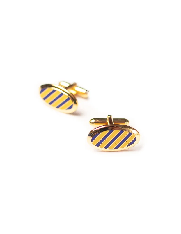 women's retro dressesOVAL INLAY CUFFLINKS - NAVY/YELLOW