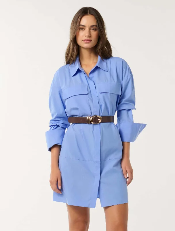 women's empire-line dressesRayne Front Pocket Cotton Shirt Dress