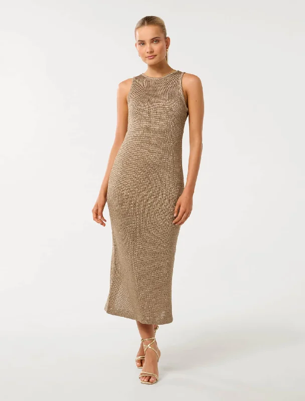 women's flowy dressesRio Sequin Metallic Knit Dress