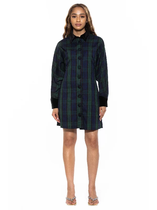 women's petite dressesVelvette Plaid Dress