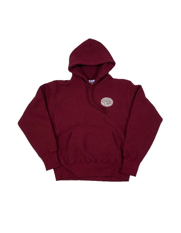 women's wedding guest dressesVINTAGE J.PRESS LOGO HOODIE - BURGUNDY