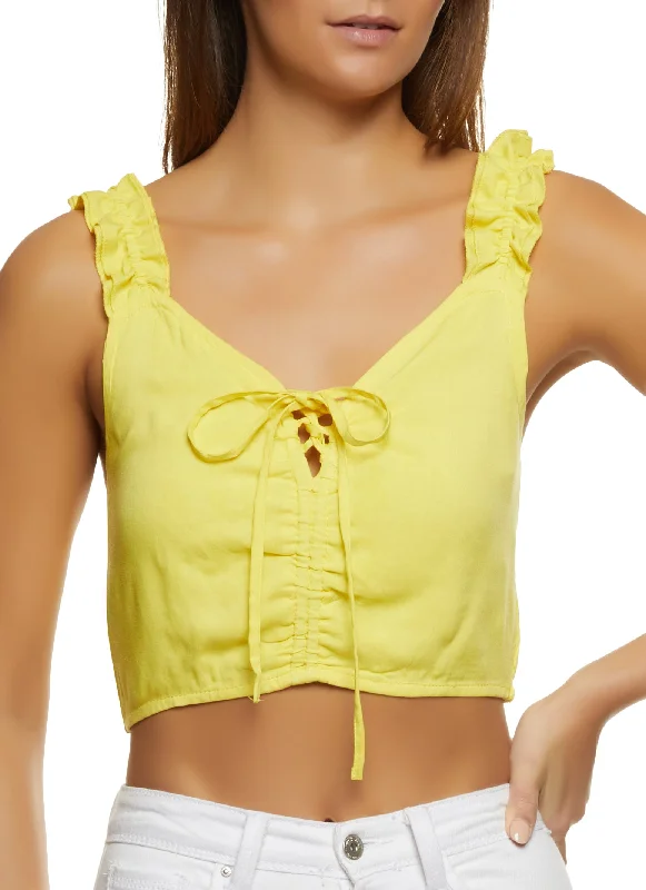 women's lightweight dressesRuffled Strap Crop Top