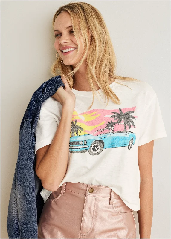 women's minimalist dressesMiami Car Graphic Tee - Off White