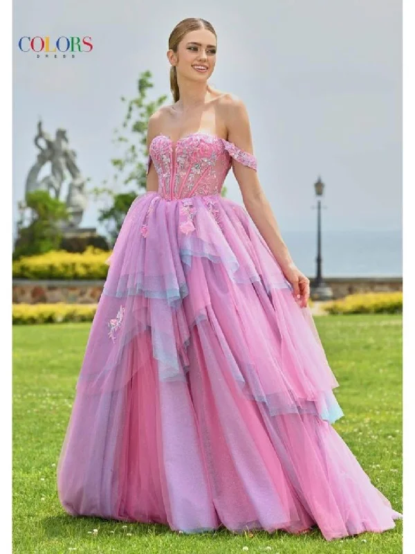 women's eco-friendly dressesColors 3534 Formal Ball Gown Long Ruffle Prom Dress