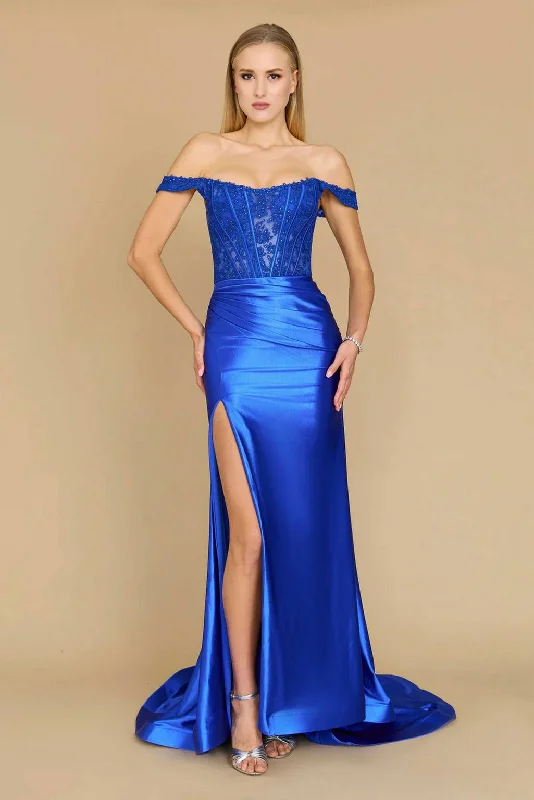 women's cinched-waist dressesDylan & Davids Long Corset Mermaid Prom Formal Dress Royal