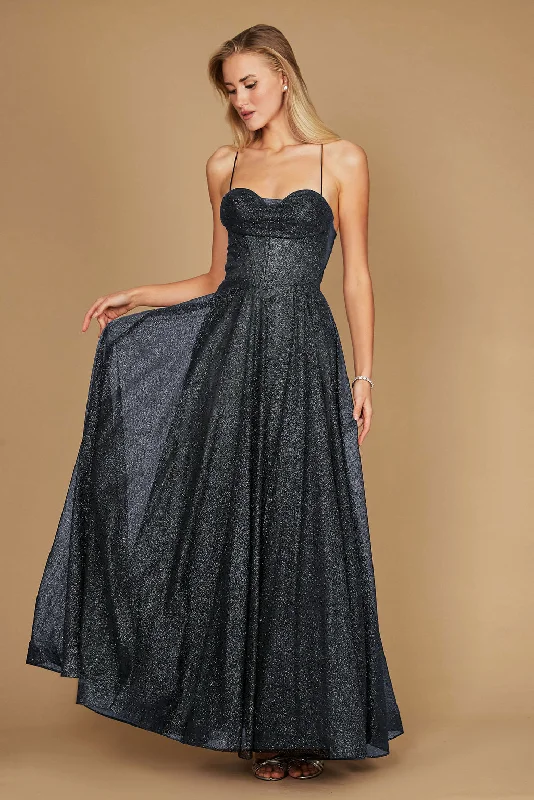 women's club dressesDylan & Davids Long Sparkling Cowl Corset Prom Dress Charcoal